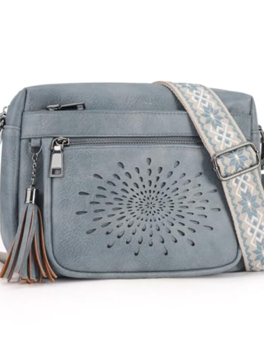 Small Crossbody Bag Vegan Leather Adjustable Strap Tassel
